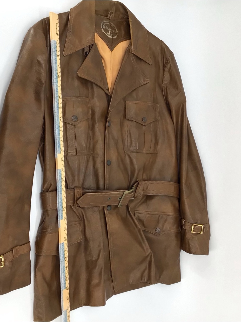 Vintage 70s Kawasaki Dealer Only RARE Genuine Leather Jacket Sz Large Brown Z-1 - Picture 5 of 16
